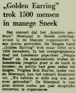 Golden Earring show review Leeuwarder Courant April 13, 1970 Sneek - Manege April 11, 1970